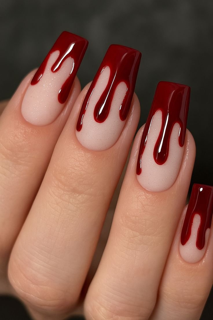 Classic Vampire Red Stiletto - Halloween nail art