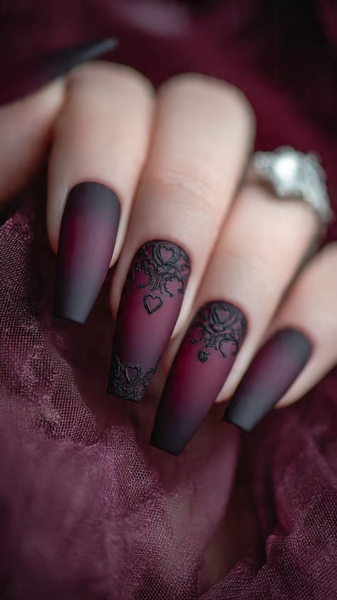 Dark Cherry Aura - Halloween nail art