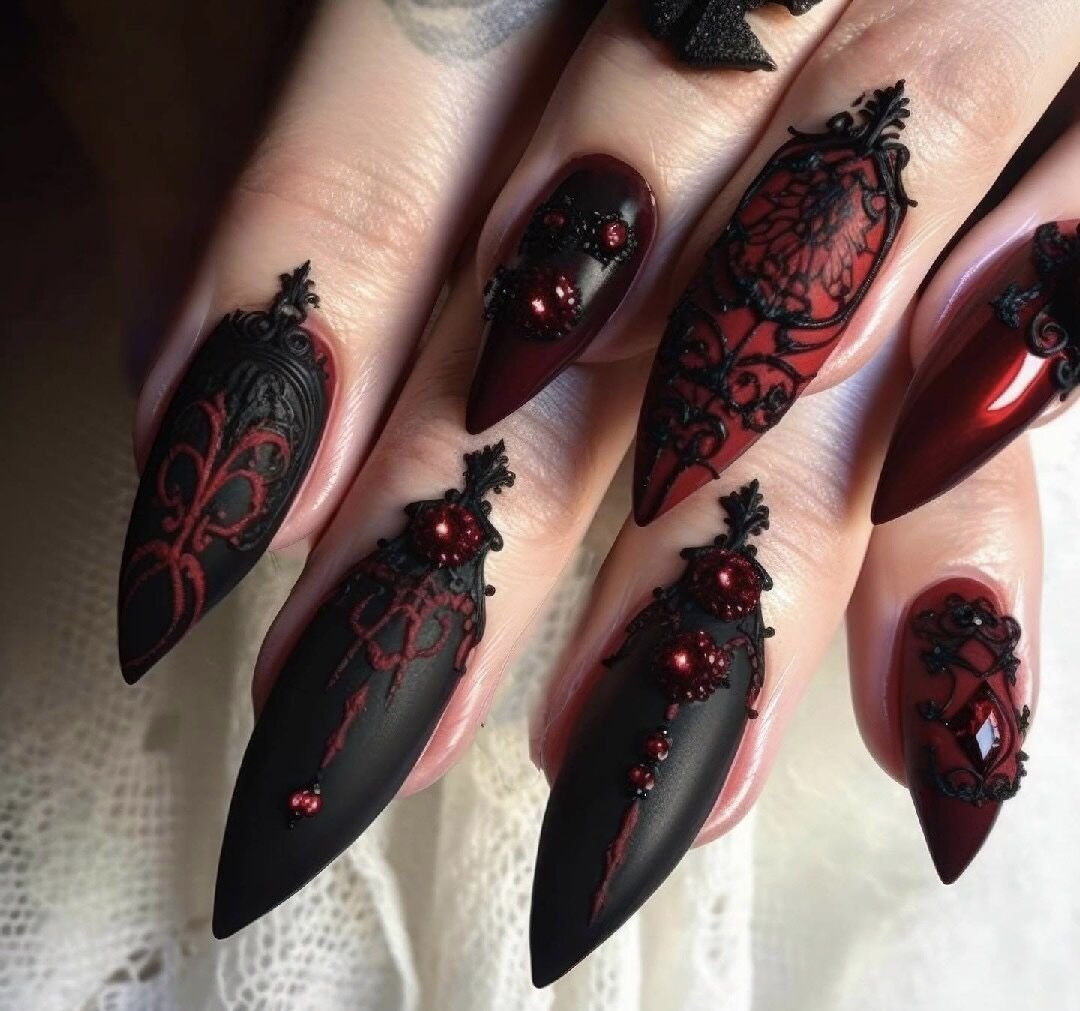 Gothic Cross Accents - Halloween nail art