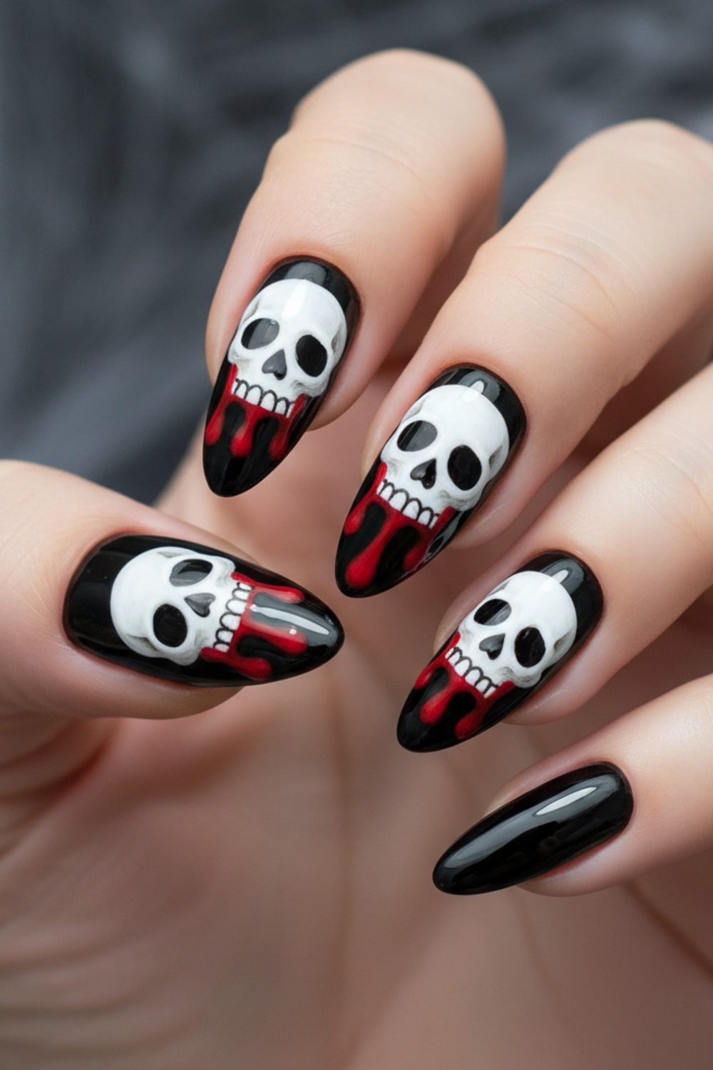 Black and Red Flames - Halloween nail art