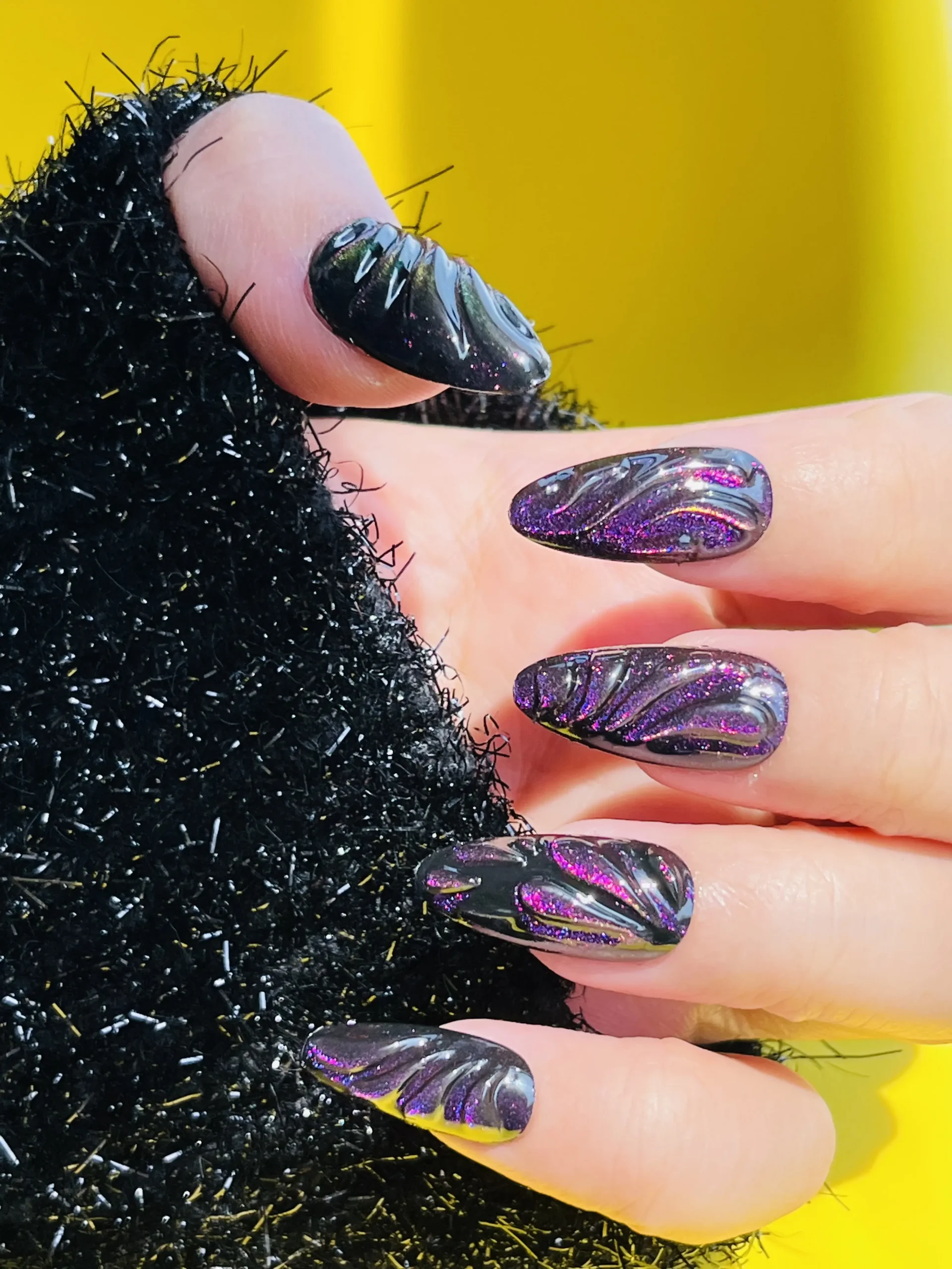 Purple Cat-Eye with Black Swirls