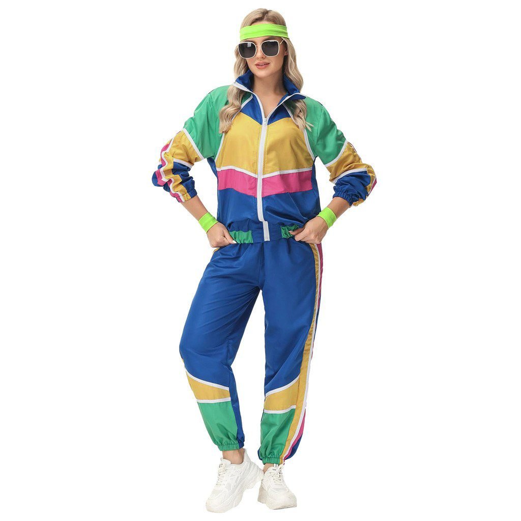 80s retro windbreaker tracksuit woman party outfit