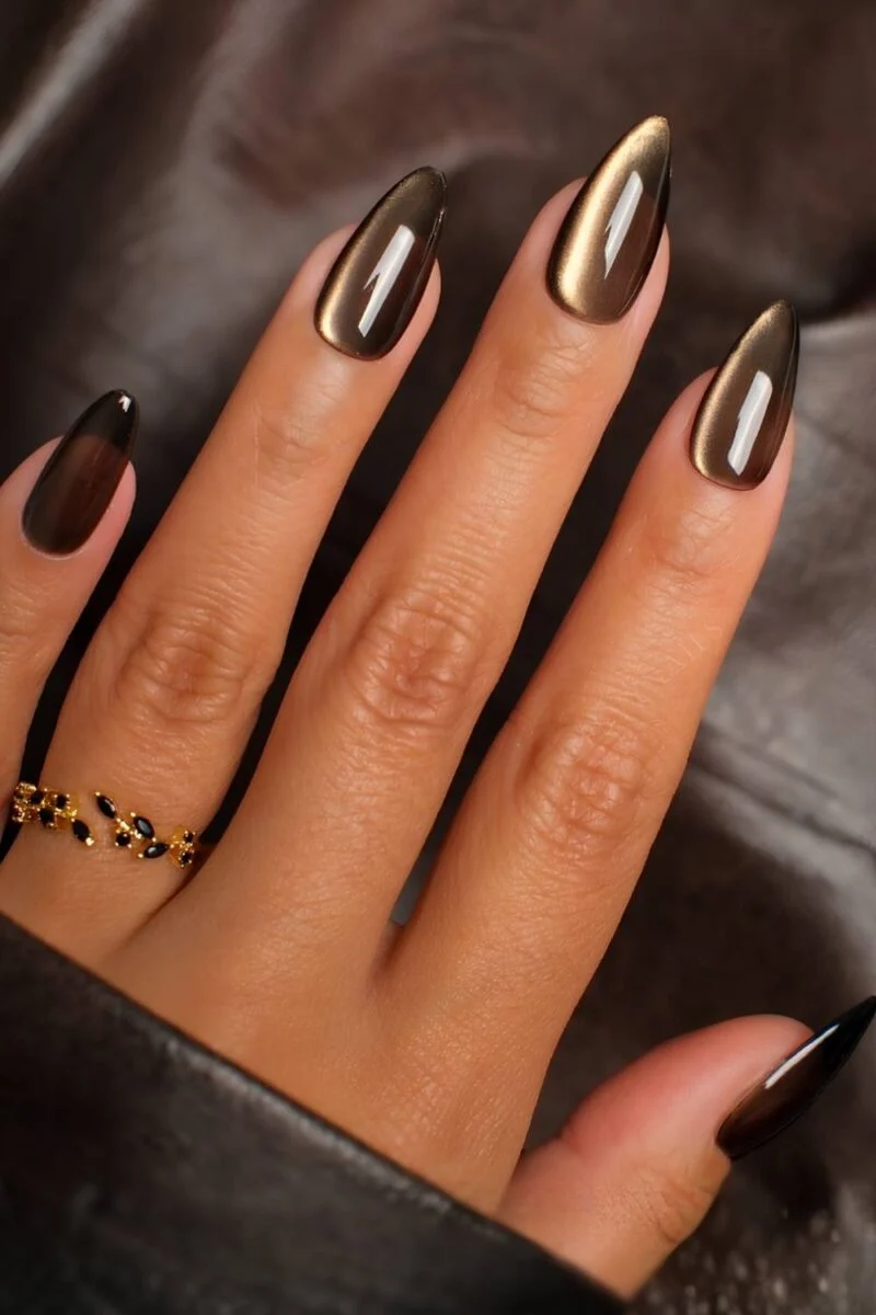 Espresso chrome Halloween nails
