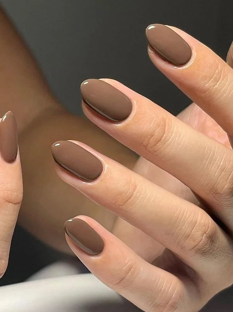 Mocha brown Halloween nails