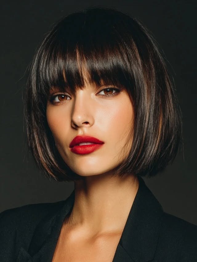 Classic french bob with curtain bangs
