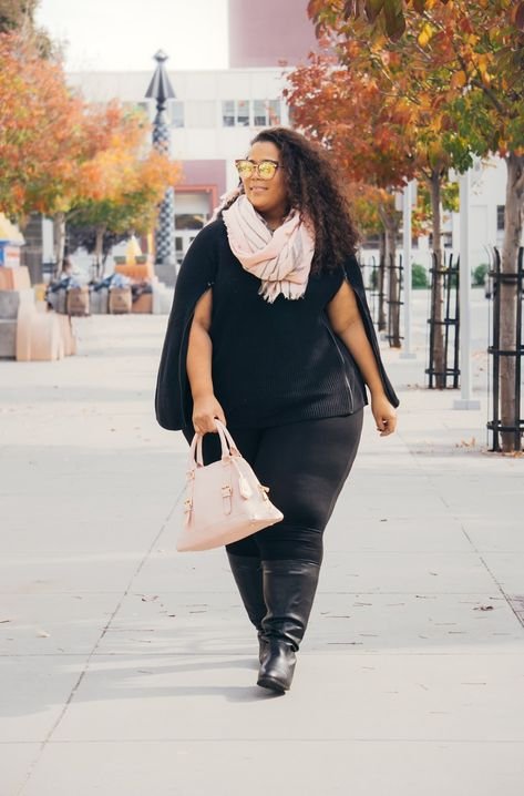 Graphic Fall Sweater + Leather Mini - 20+ Friendsgiving Outfit Ideas