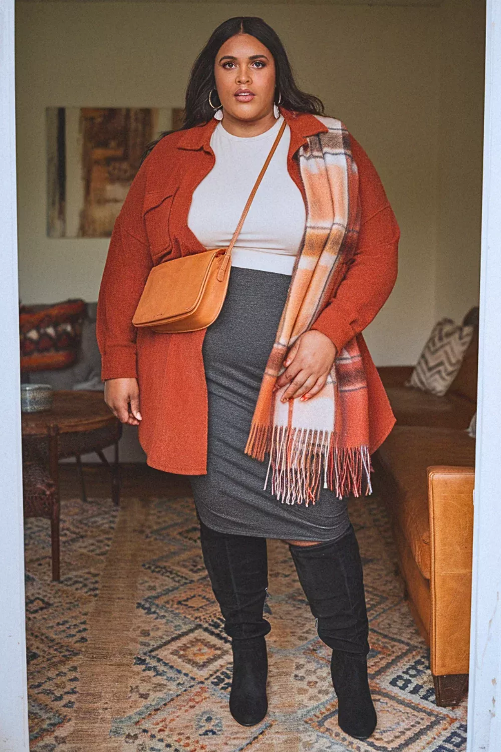 Maxi Sweater Dress + Long Coat - 20+ Friendsgiving Outfit Ideas
