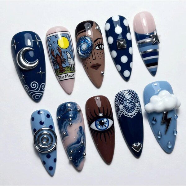 Tarot card nail art whimsigoth design