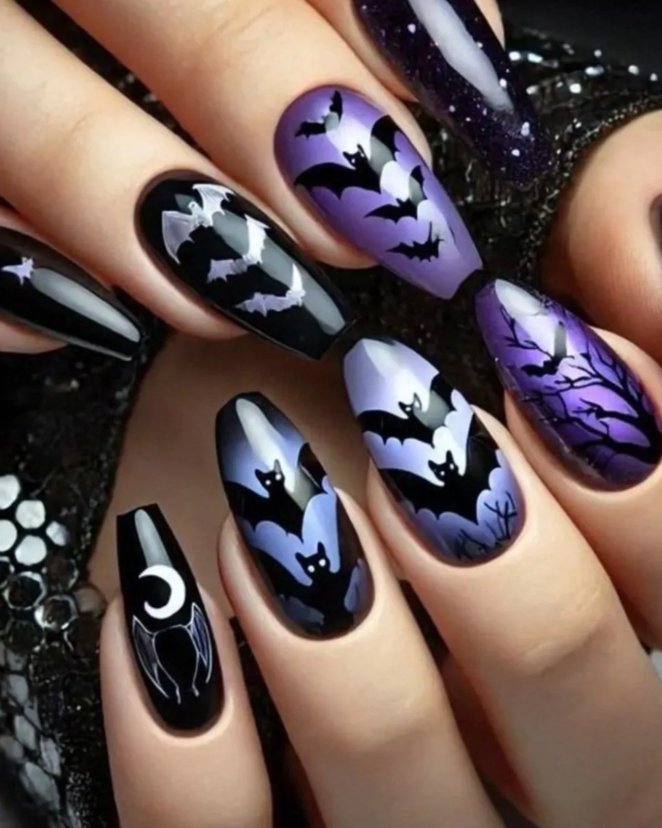 3. Bats Flying Across Black