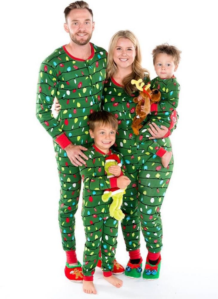 Family matching Christmas pajamas for women and kids