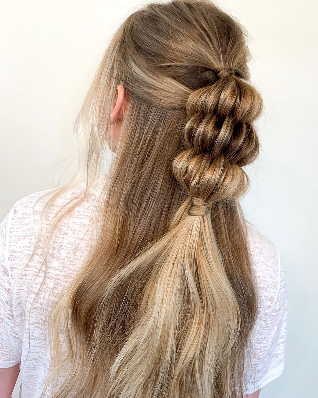 Bubble braid half up homecoming hairstyle