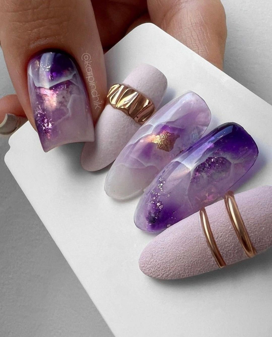 Amethyst crystal purple whimsigoth nail art