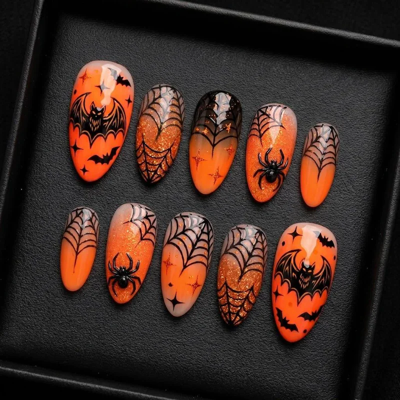 7. Orange Background Black Bats
