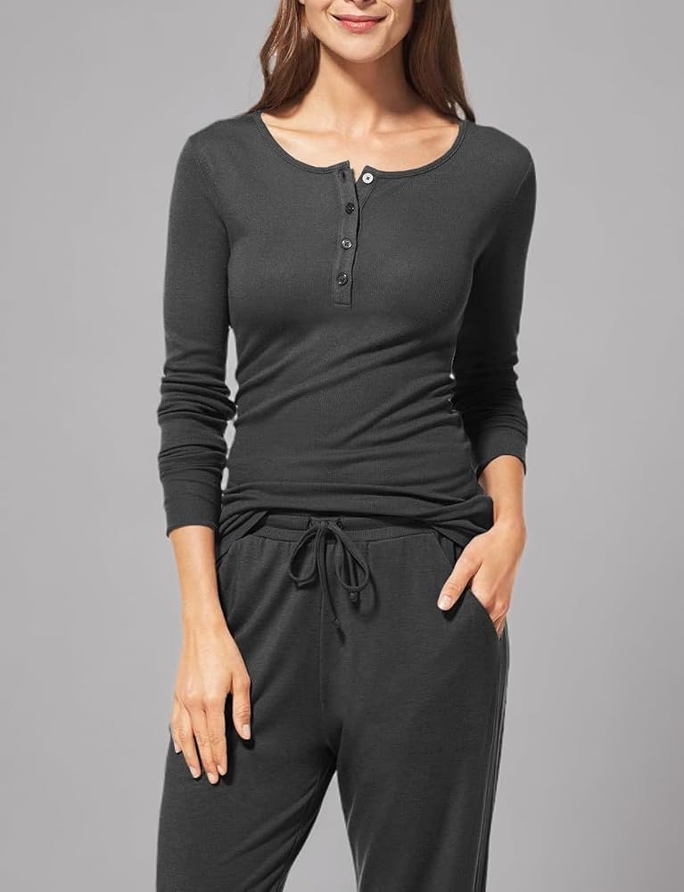 Thermal henley matching Christmas pajamas for women