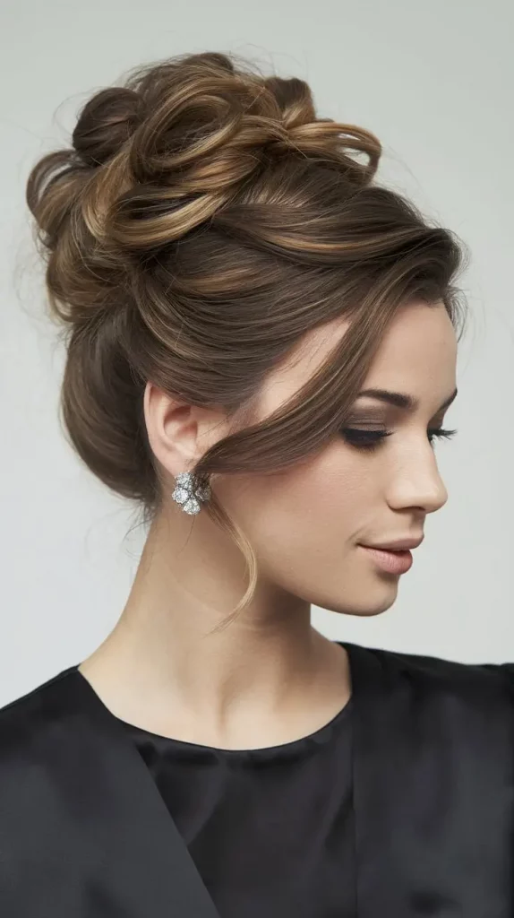 Messy textured updo glamorous evening hairstyle