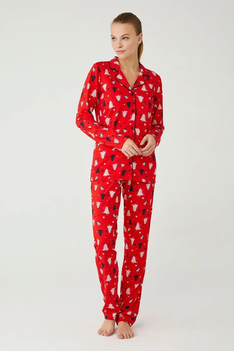 Christmas tree print matching Christmas pajamas for women