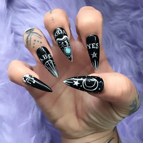 Ouija planchette whimsigoth nail art