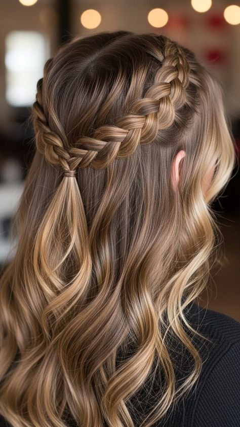 Dutch braid half up half down hairstyle