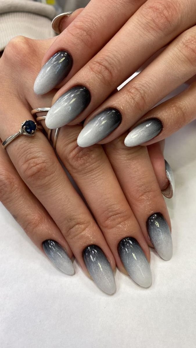 Smoky quartz gray ombre whimsigoth nails