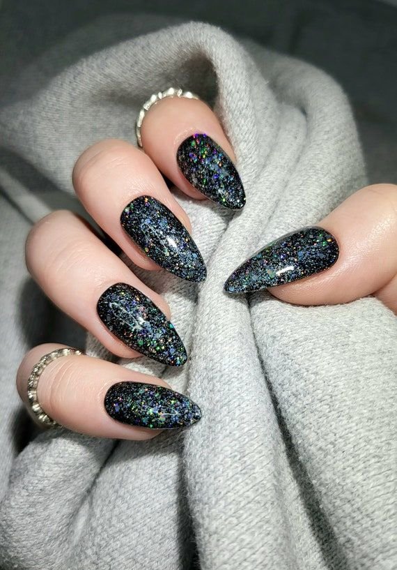 Dark fairy grunge glitter whimsigoth nails