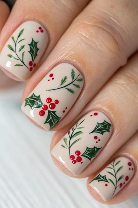Holly Berry Nail Art