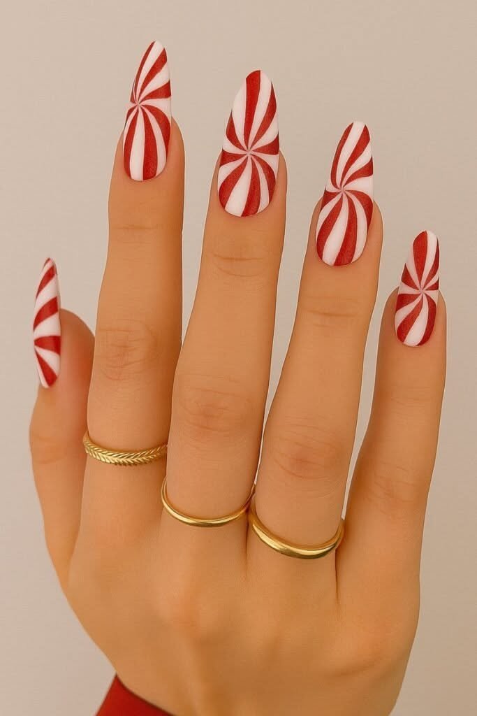 Peppermint Swirl Nail Art
