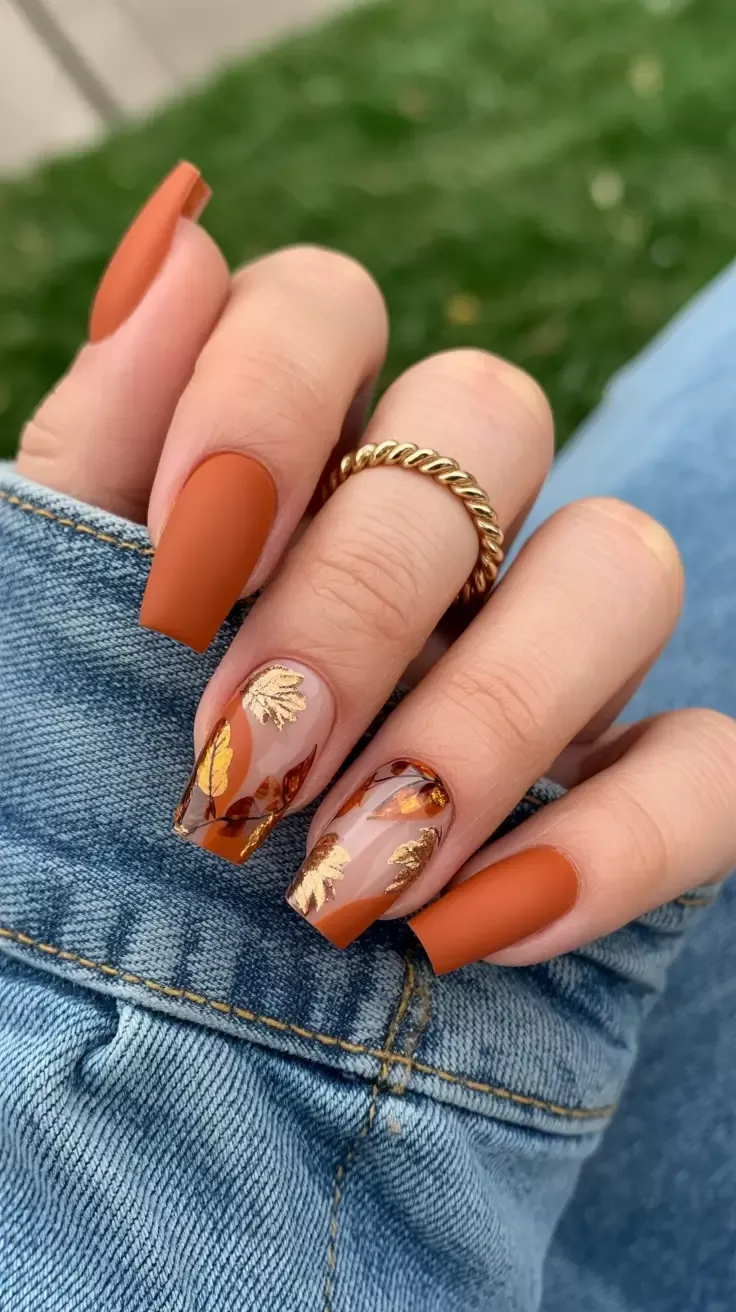 Spiced Cider Shimmer - Halloween nail art
