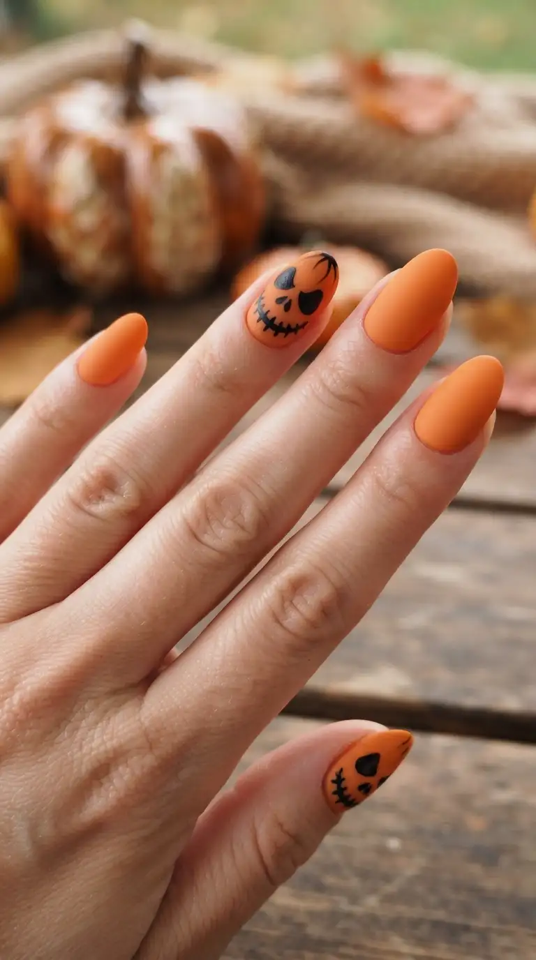 Candy Apple Orange - Halloween nail art