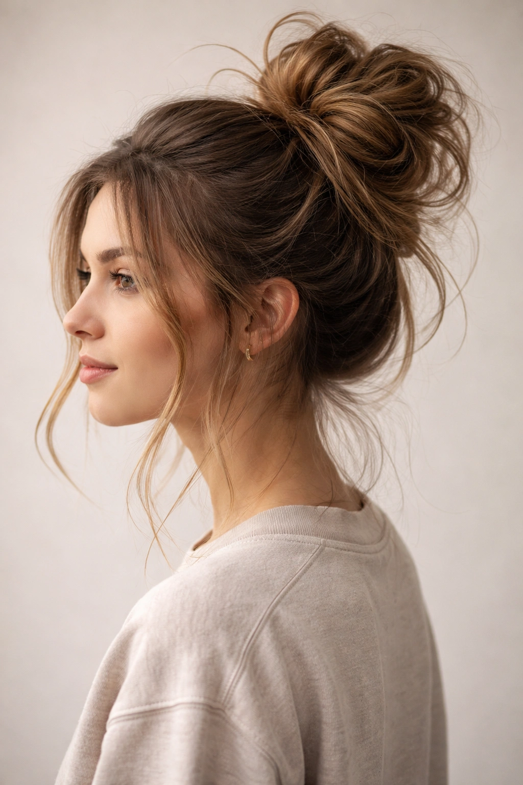 Messy bun for thin hair - fuller hair illusion idea 2