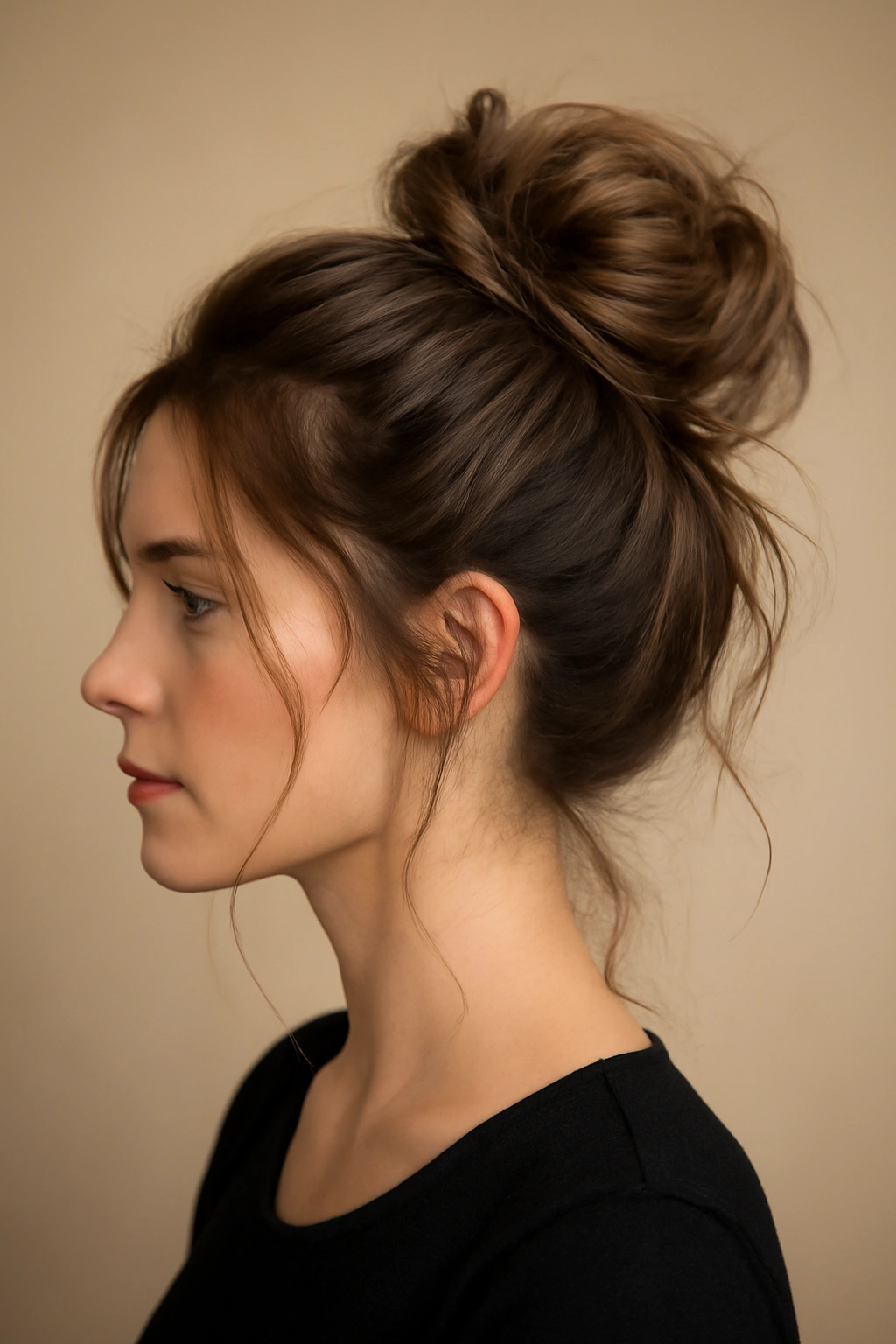 Messy bun for thin hair - fuller hair illusion idea 3