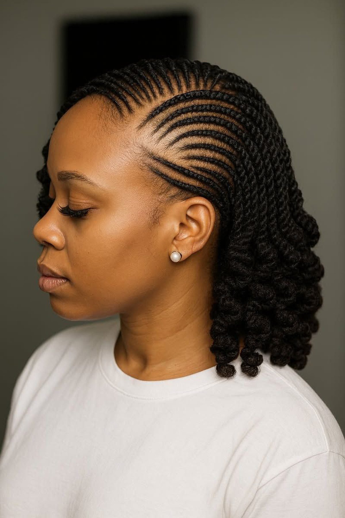 Black woman with a flat twist hairstyle