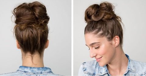 Messy bun for thin hair - fuller hair illusion idea 15