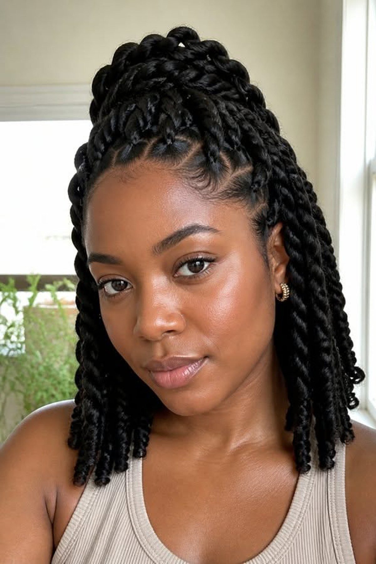 Black woman with jumbo twists hairstyle