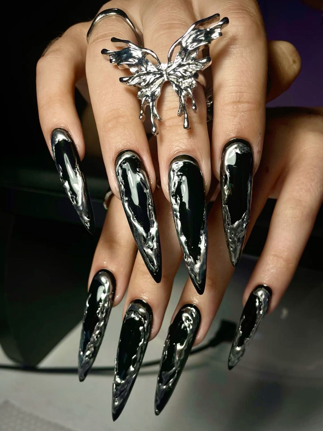 Black Cherry with Silver Chrome Tips