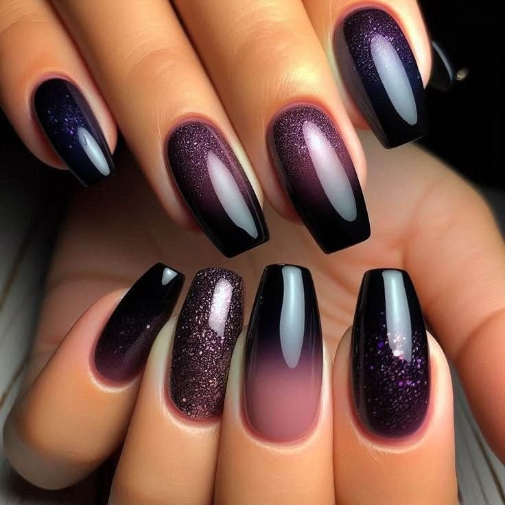 Black Cherry with Subtle Glitter Fade