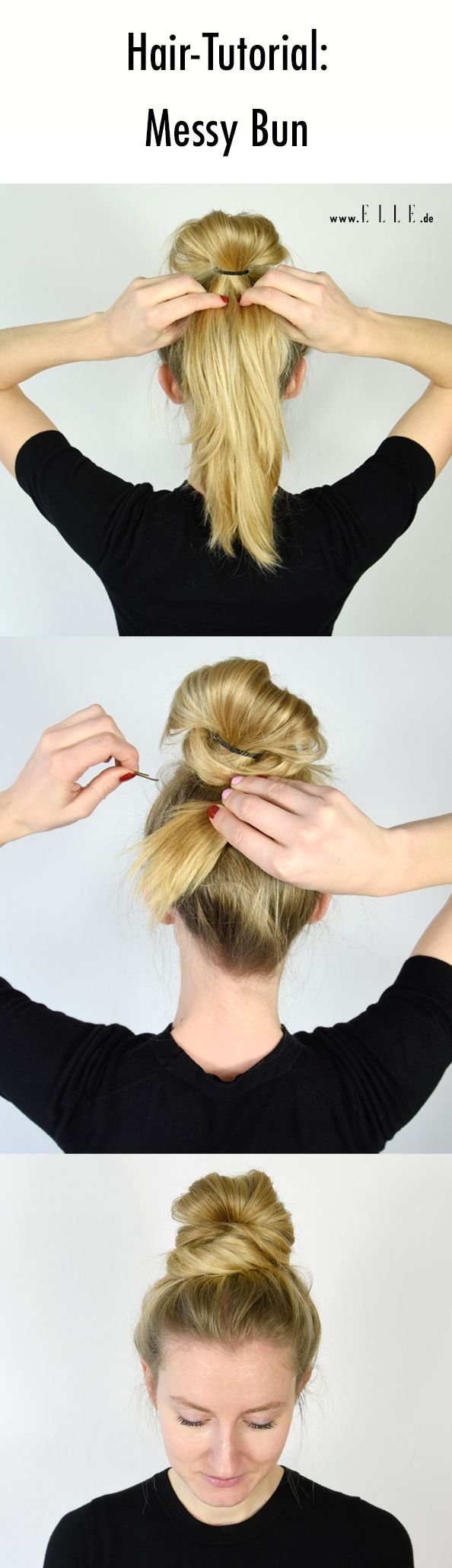 Messy bun for thin hair - fuller hair illusion idea 18