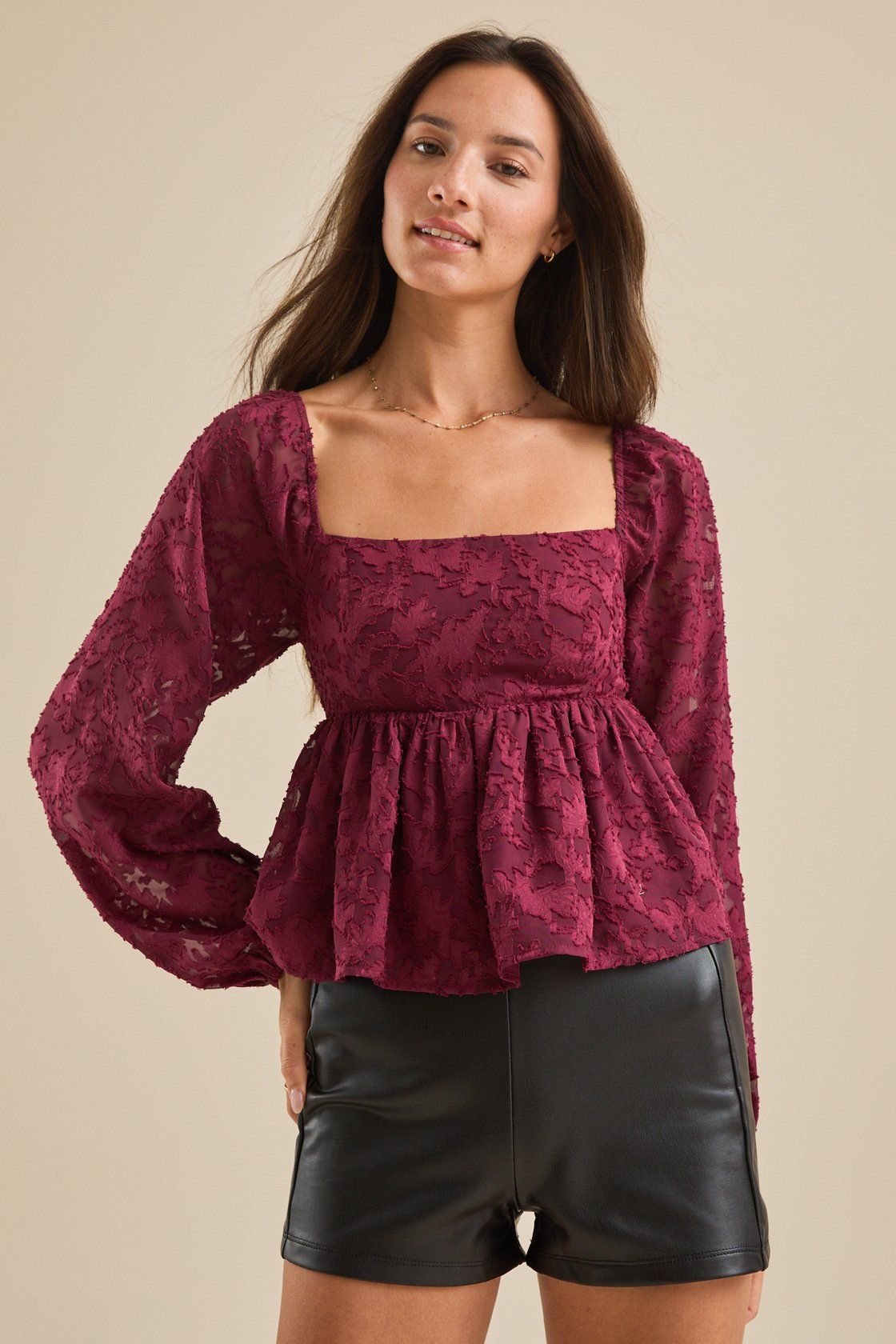 Lace peplum top fall outfit