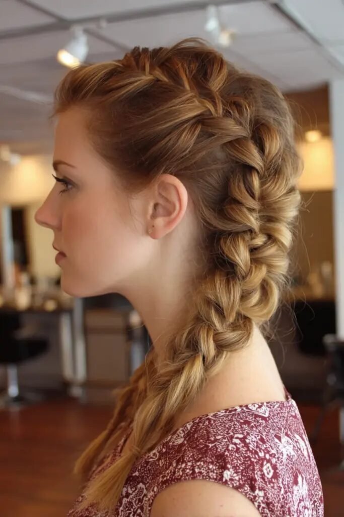 Pancaked Dutch Braid Updo hairstyle