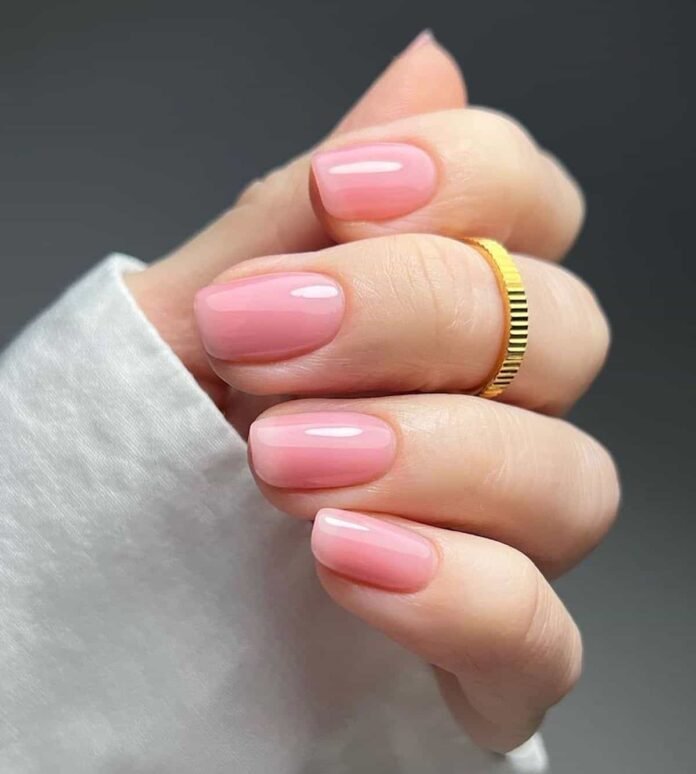 Lip gloss nails sheer pink