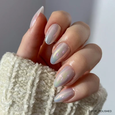 Milky iridescent Halloween nails