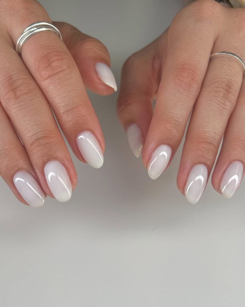 Milky white sheer Halloween nails