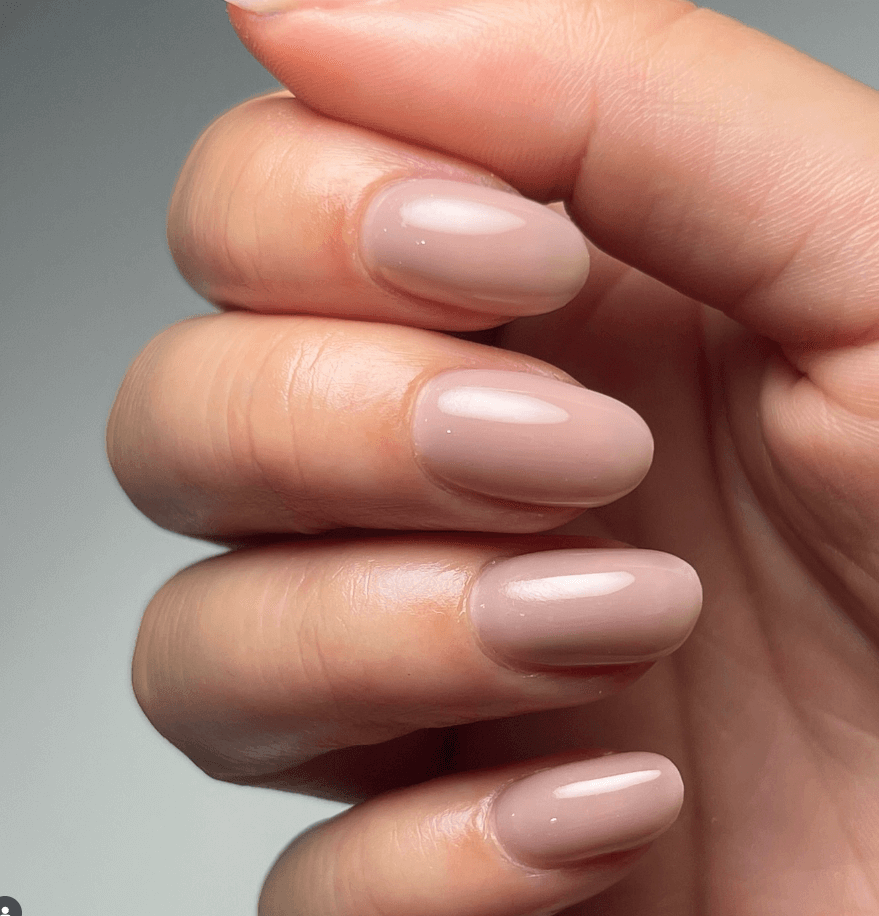 Soft taupe clean girl nails