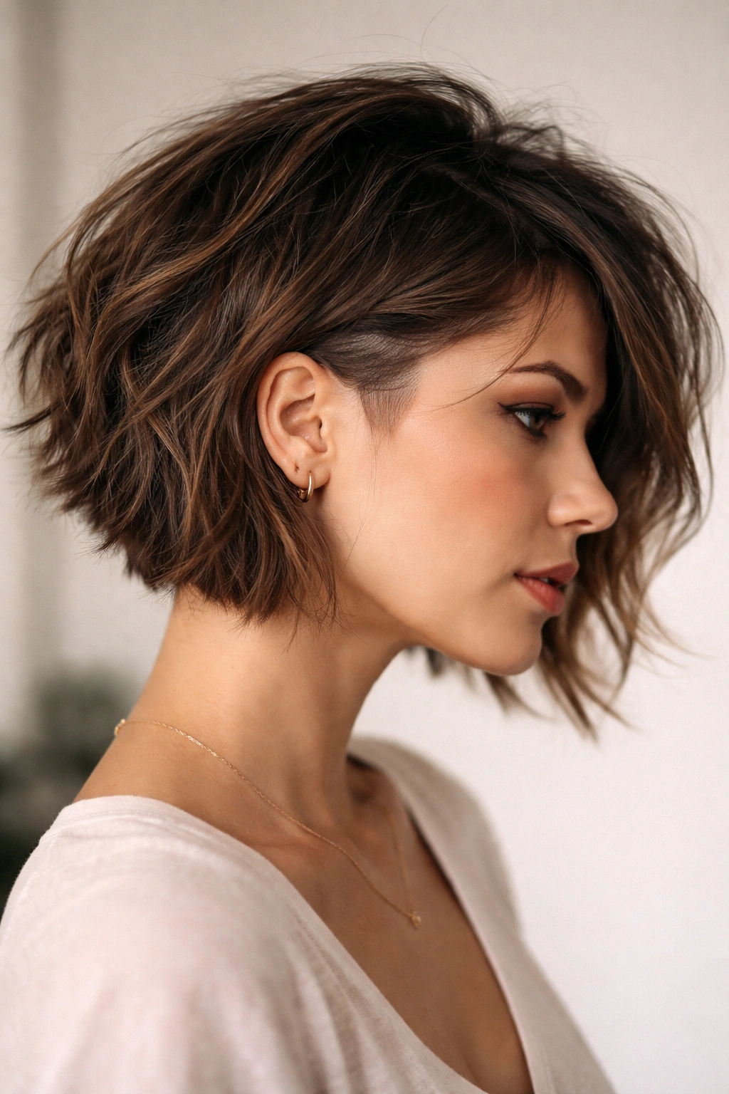 Wavy bob haircut effortless tousled