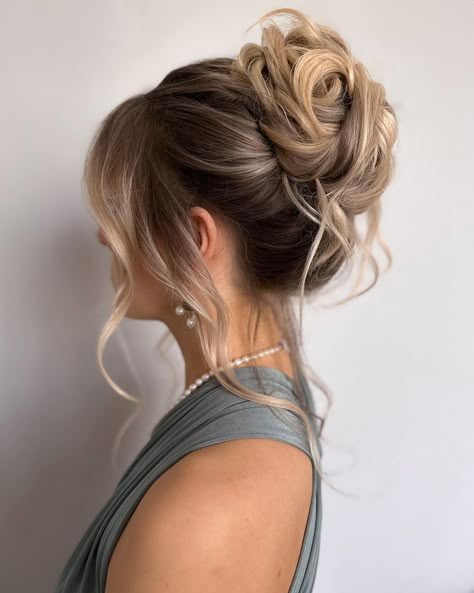 High bun updo for prom long hair