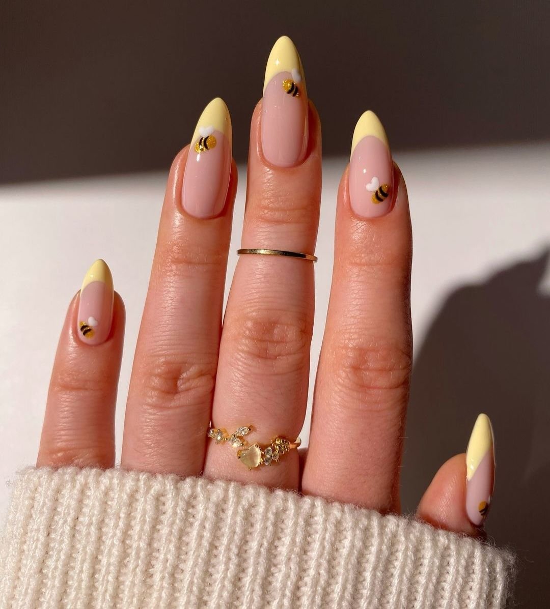 Honey french tip nails