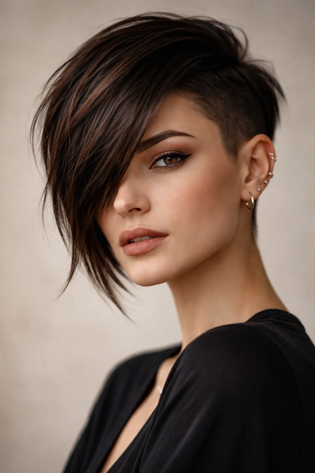 Asymmetrical bob haircut edgy textured
