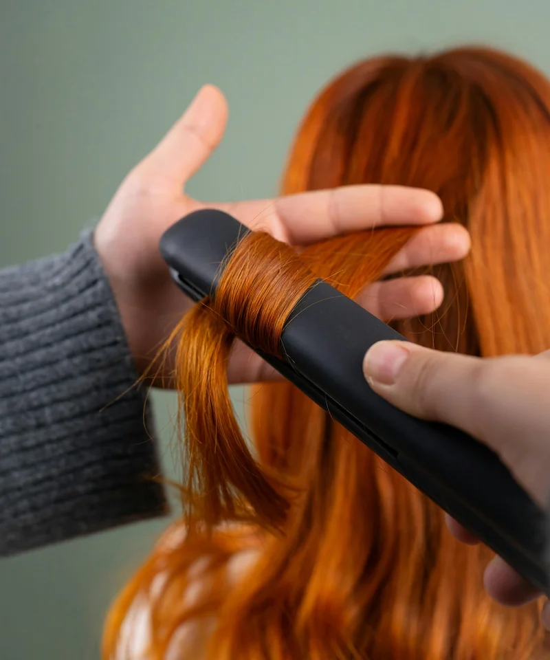 Copper silk press hair