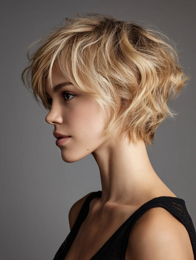 Messy bob haircut volume textured