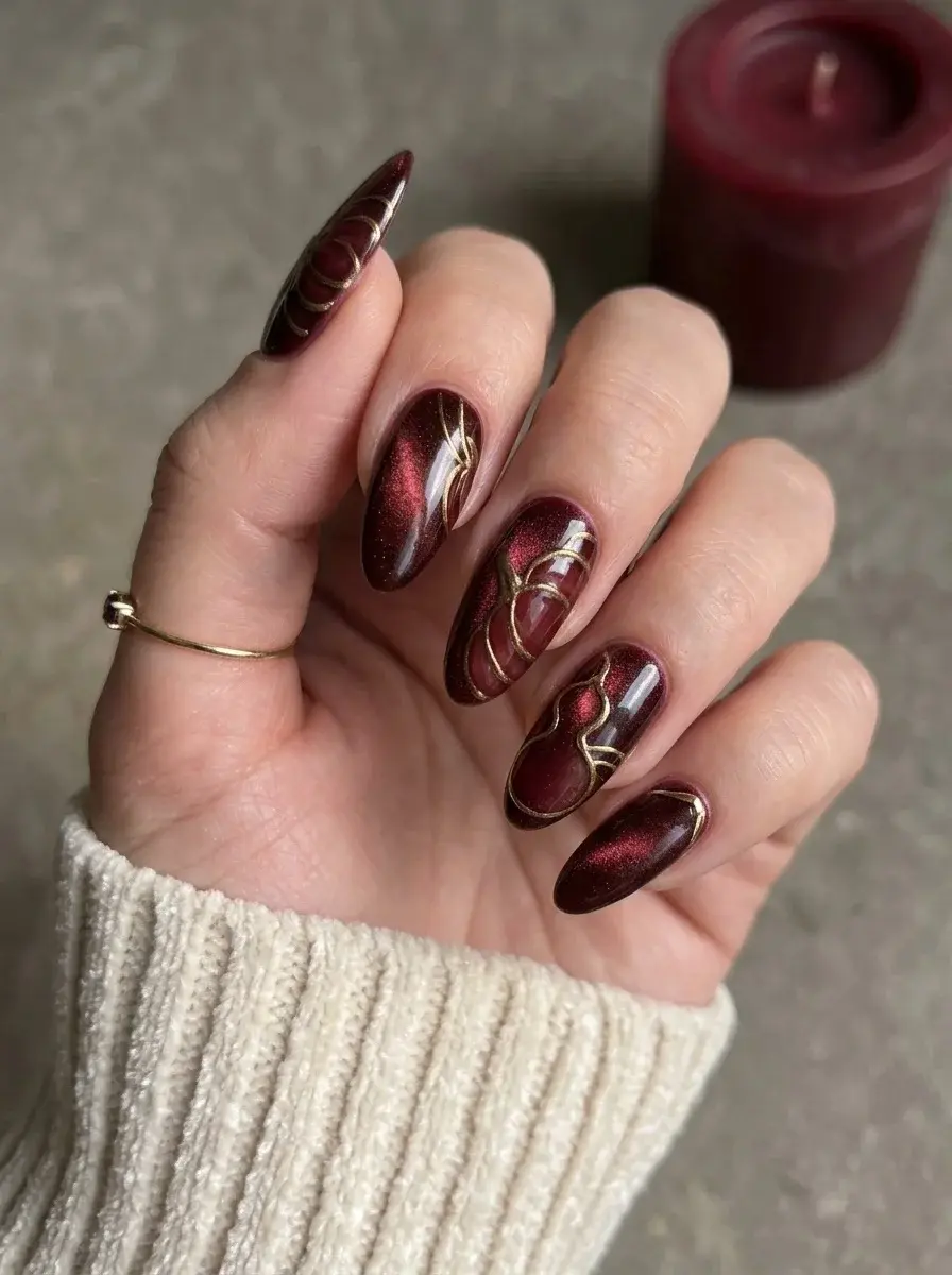 11. Gold Webs on Burgundy