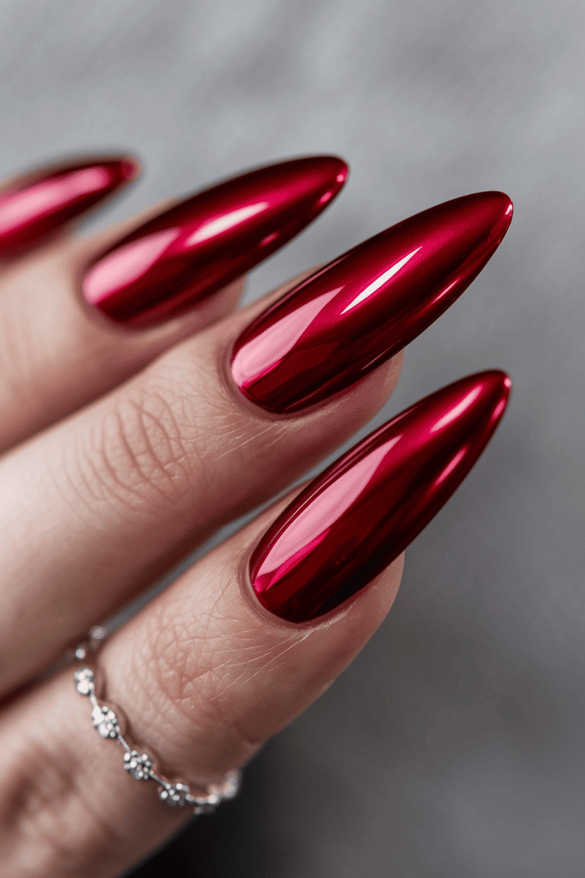 Red Chrome Mirror Nails